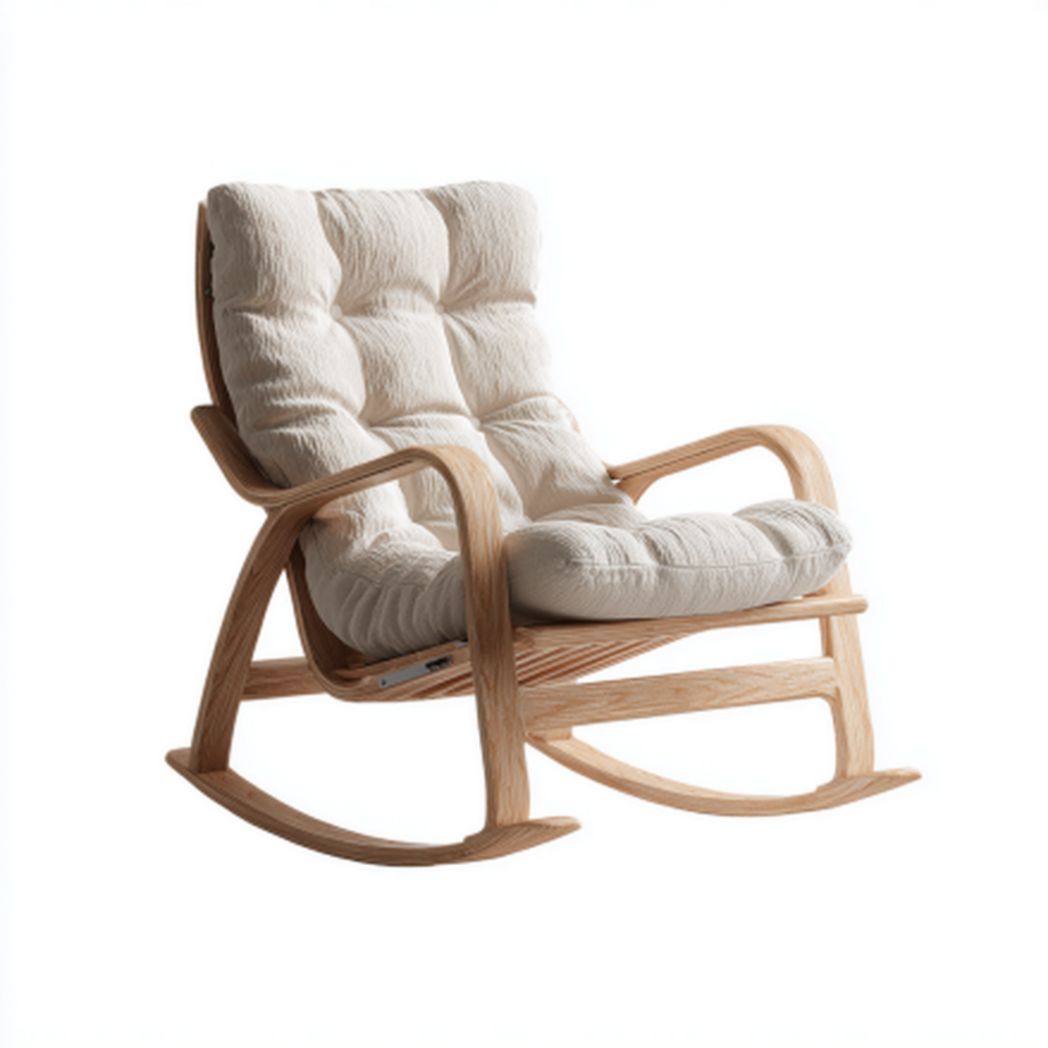 Fotel bujany z tapicerowanym siedziskiem do relaksu z drewna - 90 x 70 x 90