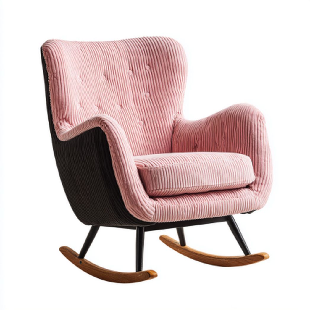 Fotel bujany z tkaniny w pastelowym kolorze do użytku w salonie - 80 x 80 x 90